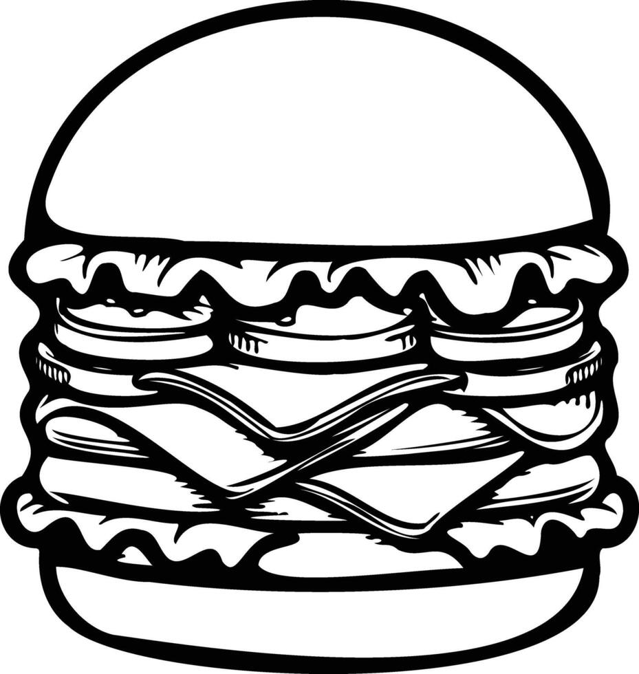 Burger outline on a white background vector