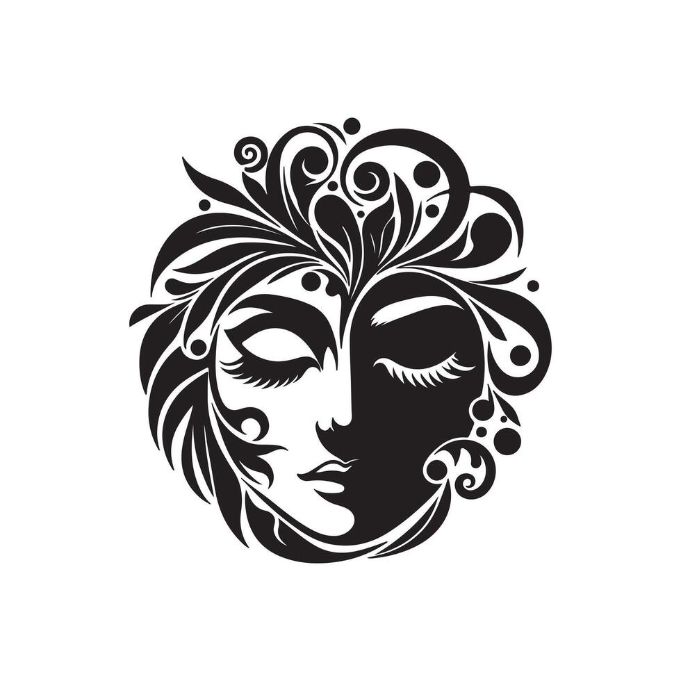 face silhouette design on a white background vector