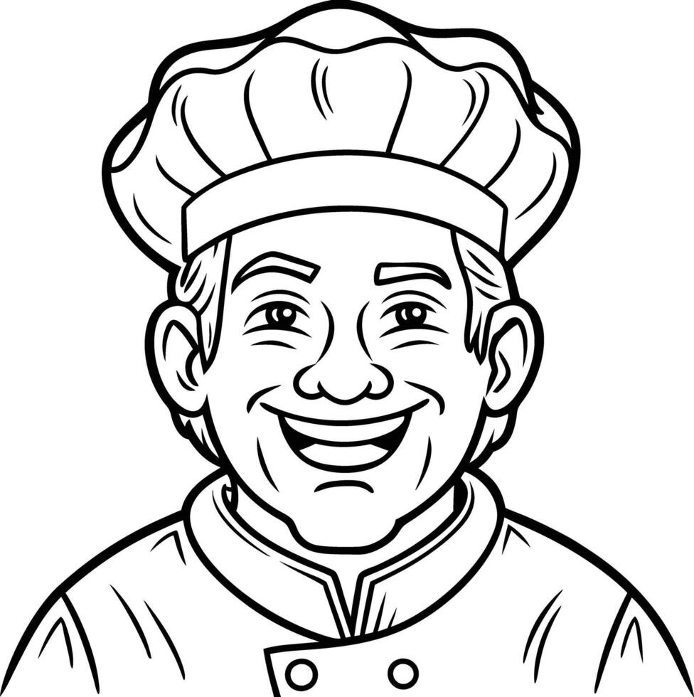 Minimalist Line Drawing of a Chef in Outline Style vector