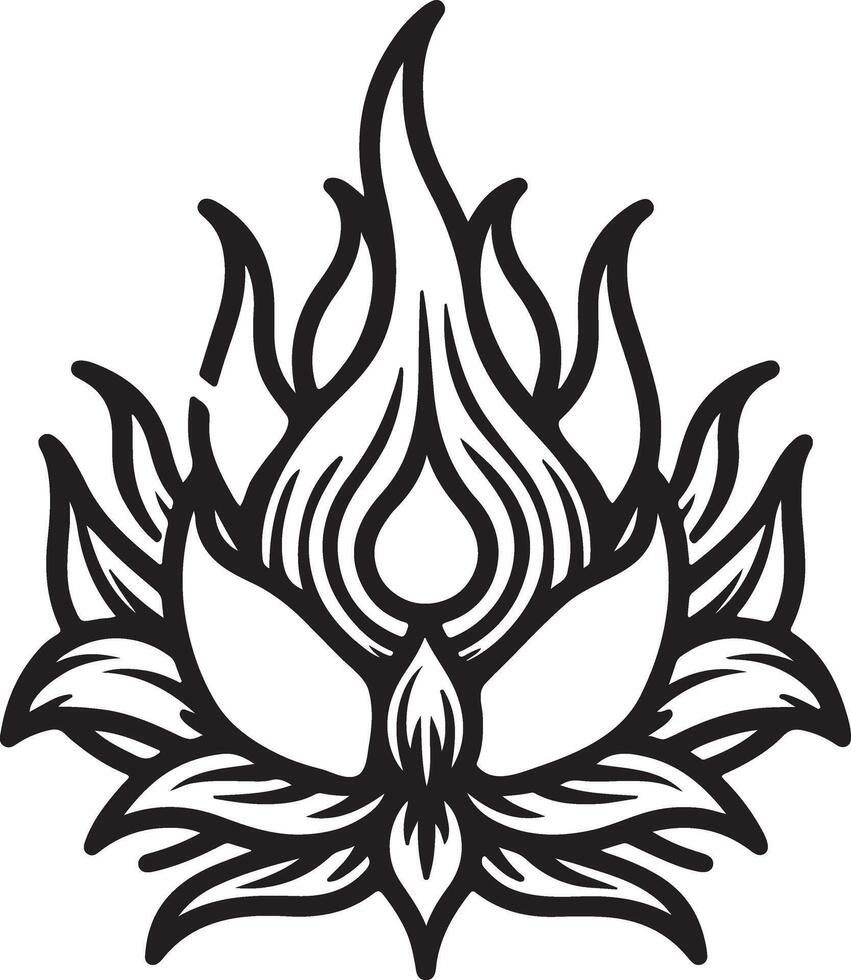 flame outline design on a white background vector