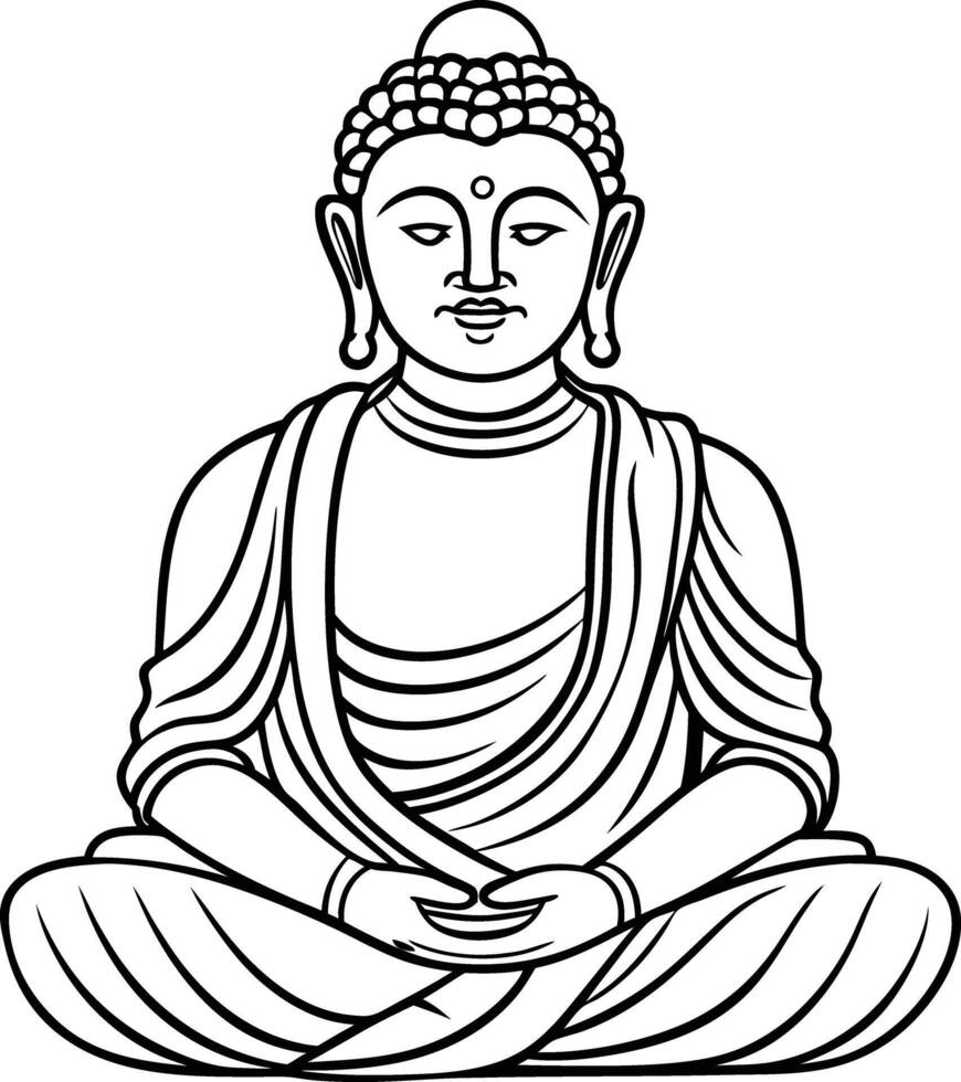Minimalist Outline Drawing of a Buddha Statue vector