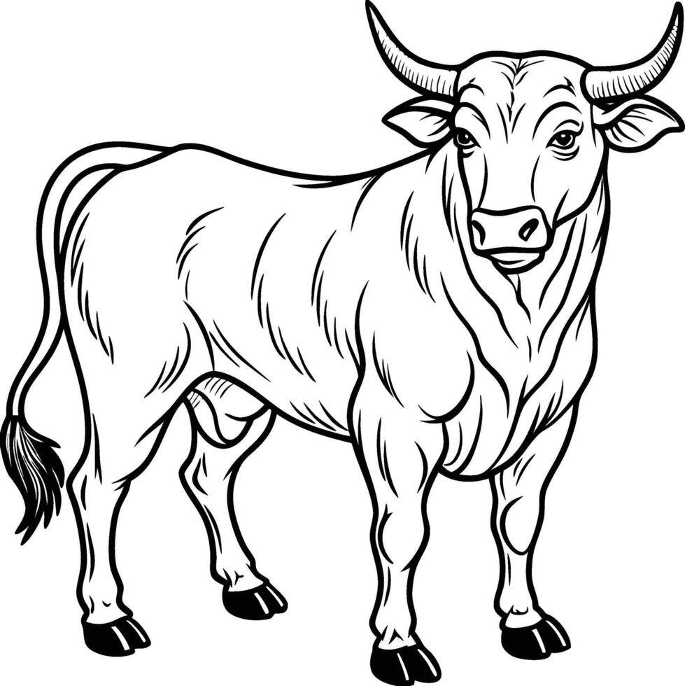 Minimalist Bull Outline Design Illustration vector