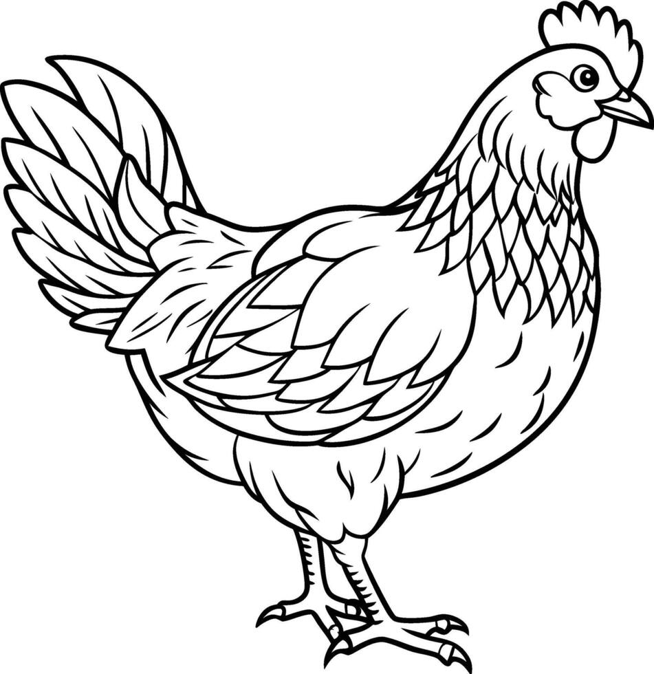Minimalist Chicken Outline Design Illustration vector