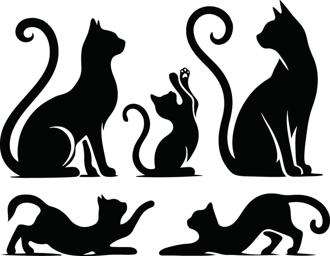 set of Cat Silhouette design vector