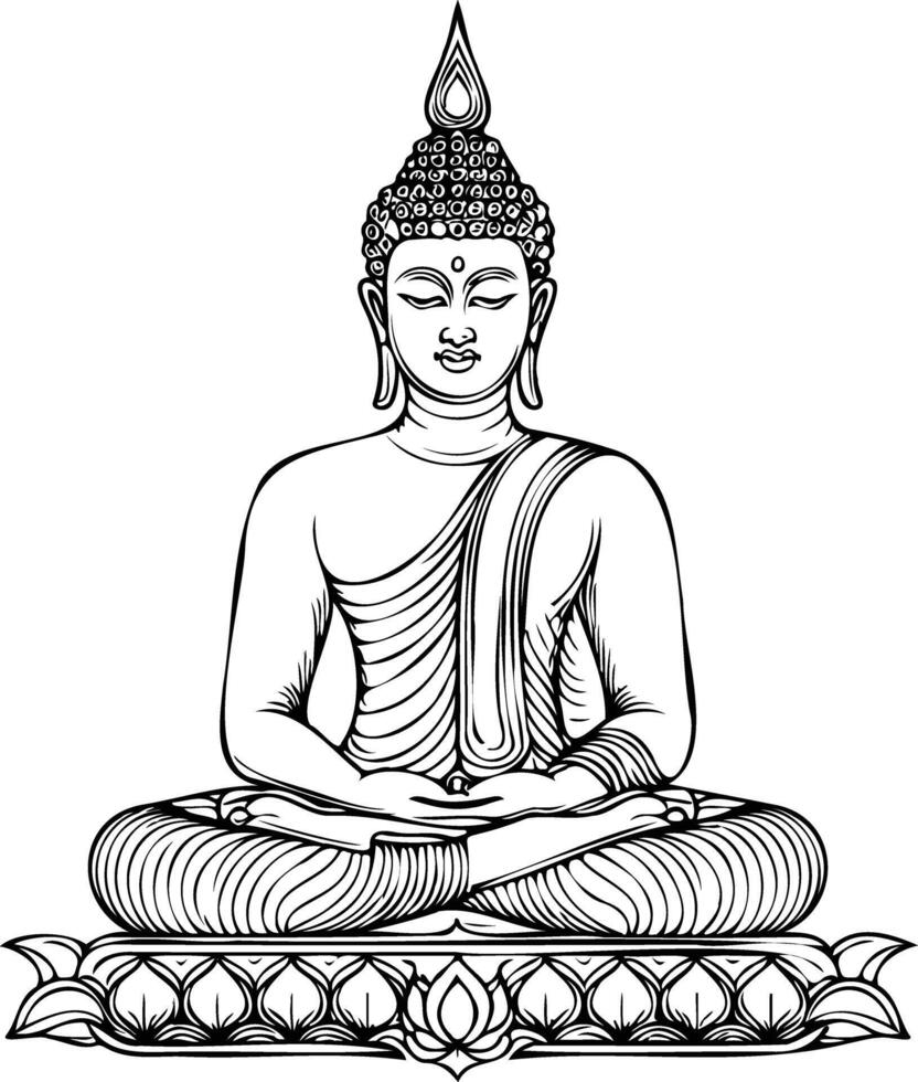 Buddha statue outline on a white background vector