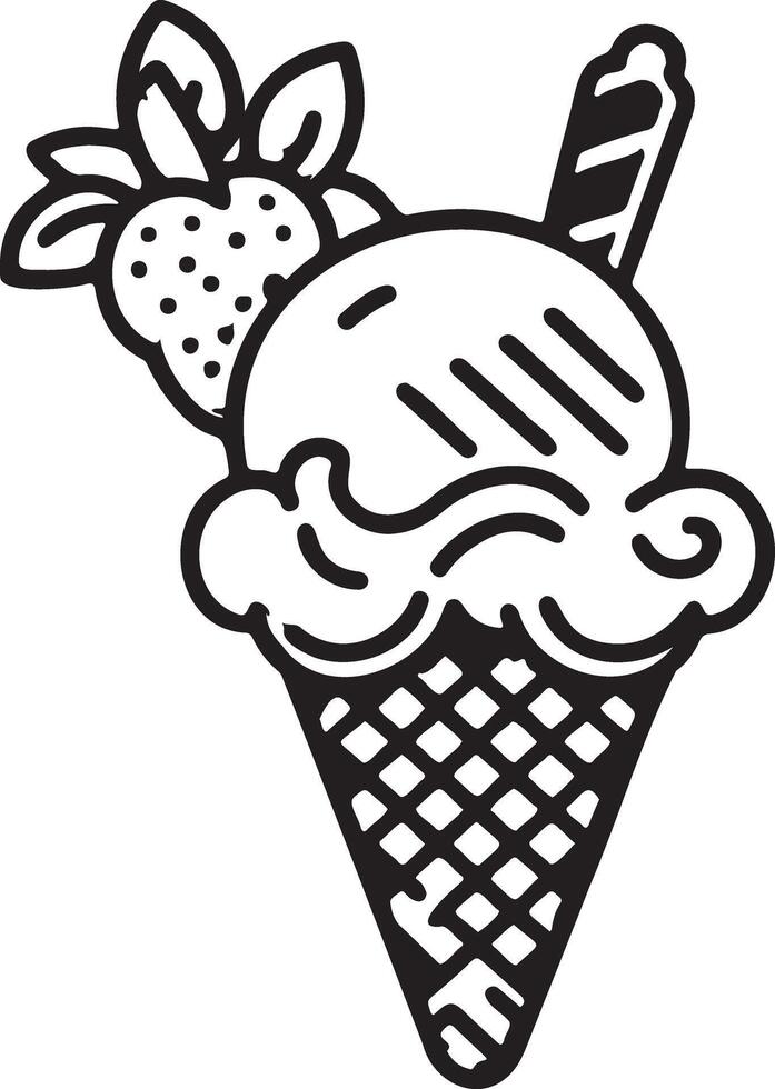 Ice cream Outline Design on a white background vector