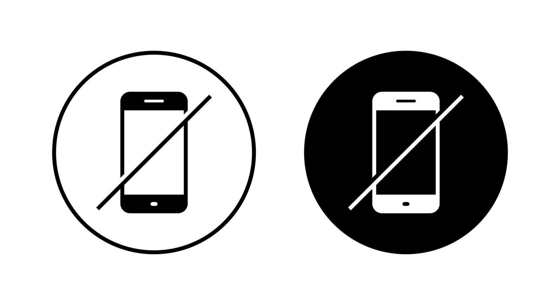 No phone sign icon on black circle. Off cellphone symbol vector