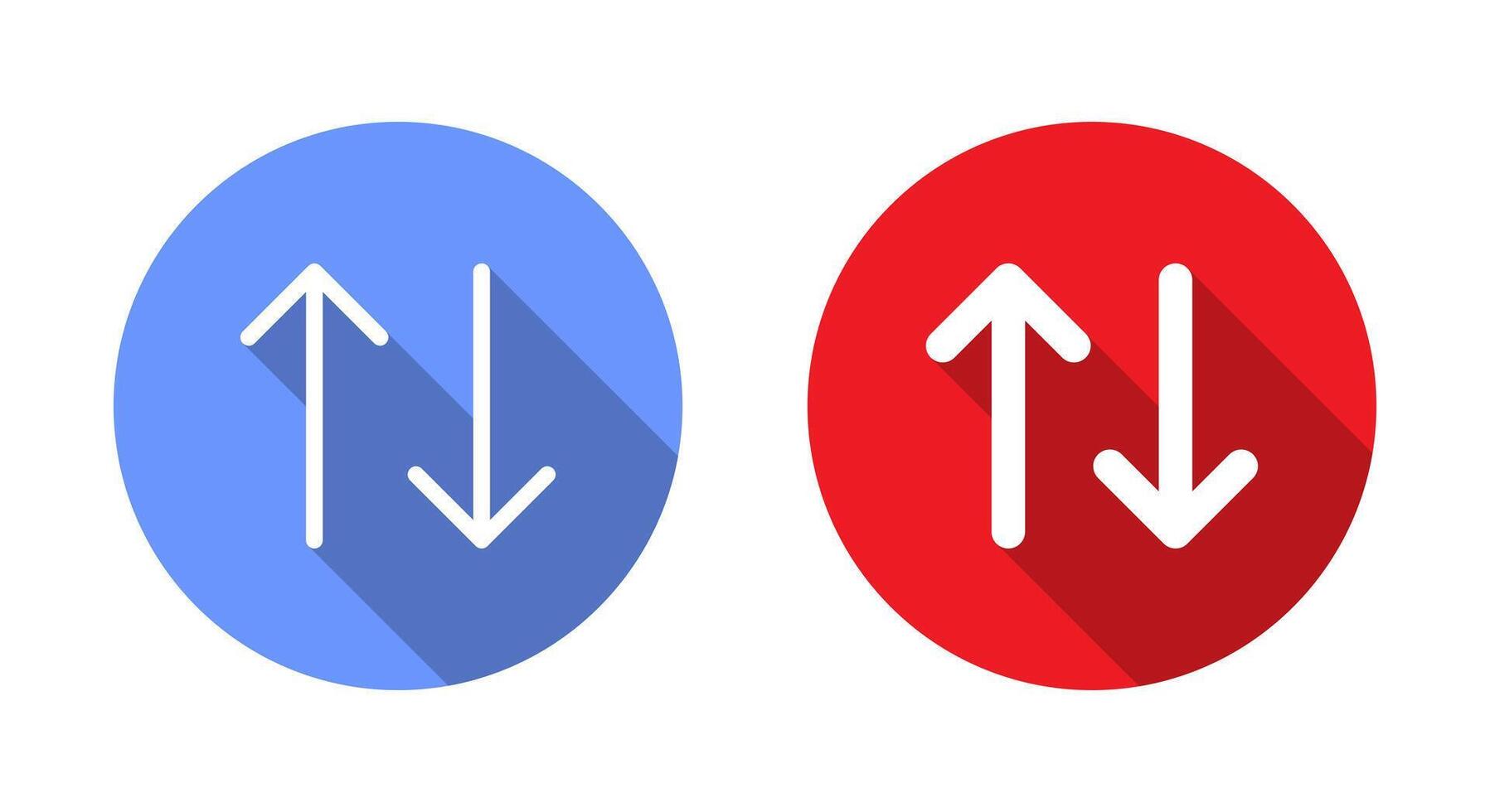 Arrow sort icon with long shadow. Item sorting button vector