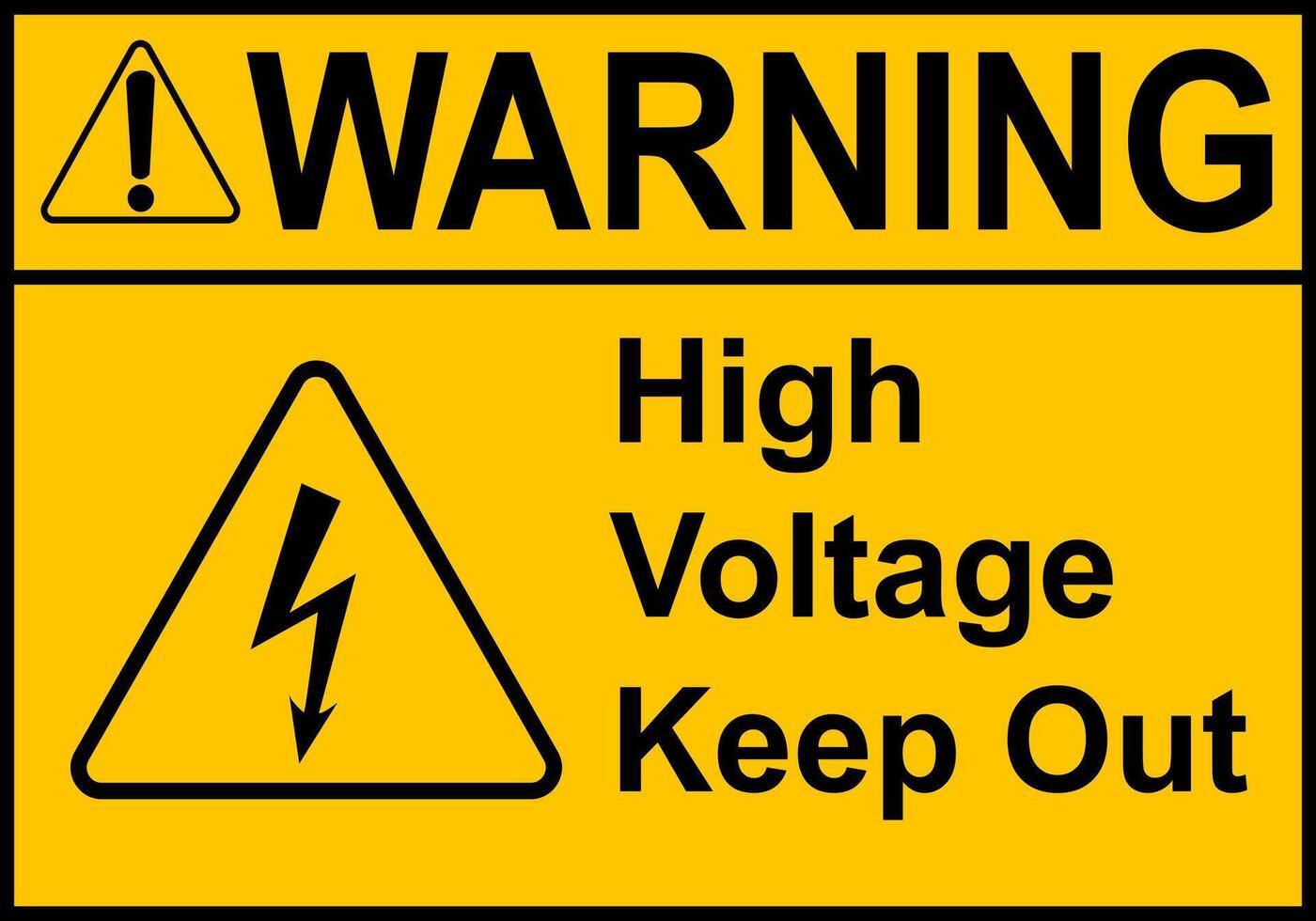 Electric shock sign. High voltage cable warning sign. High voltage equipment. Caution, do not touch the cable. Warning electrical hazard. Do not open electrical panel. vector