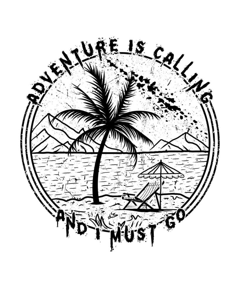 Adventure is calling line art Beach t shirt design vector