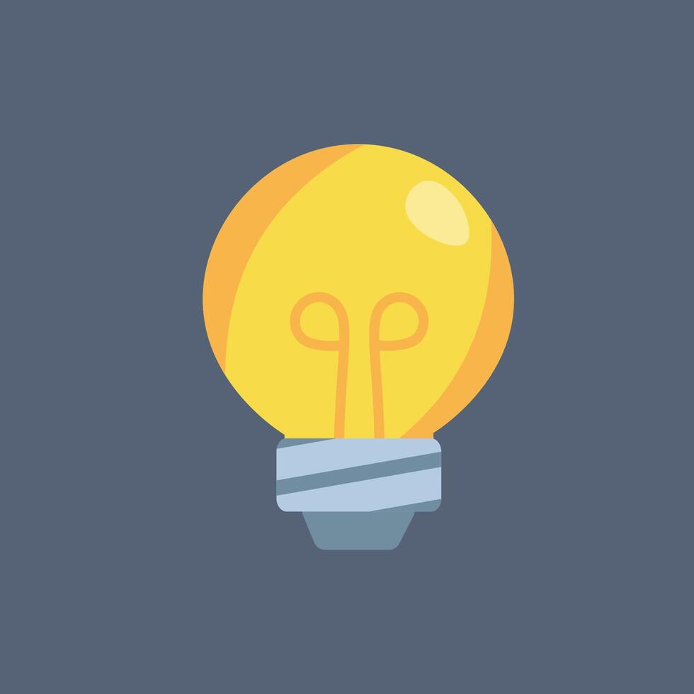 yellow bulb lamp in flat design. vector