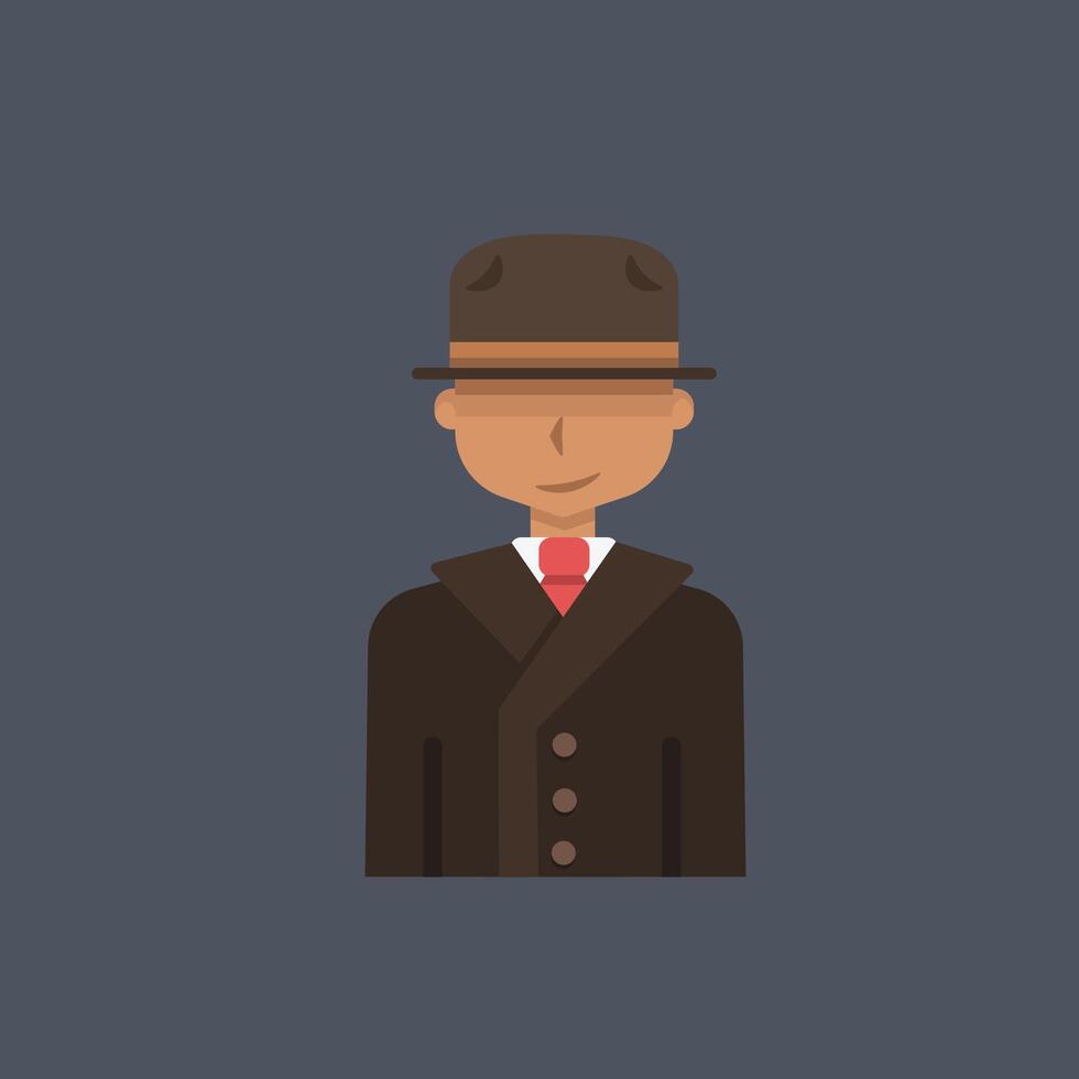 man wearing suit and hat in flat design vector