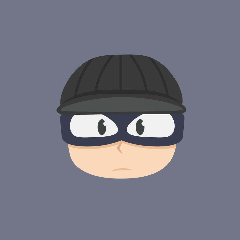 robbery head man in flat design. vector
