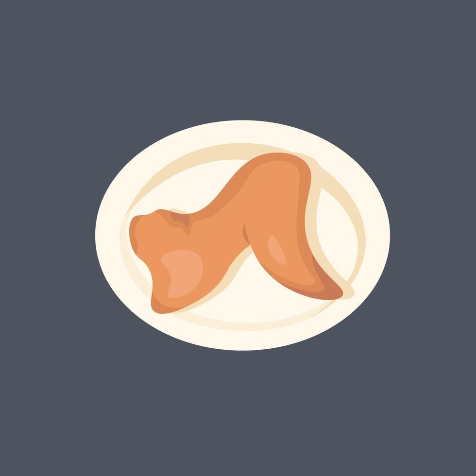 fried chicken wing in flat design. vector