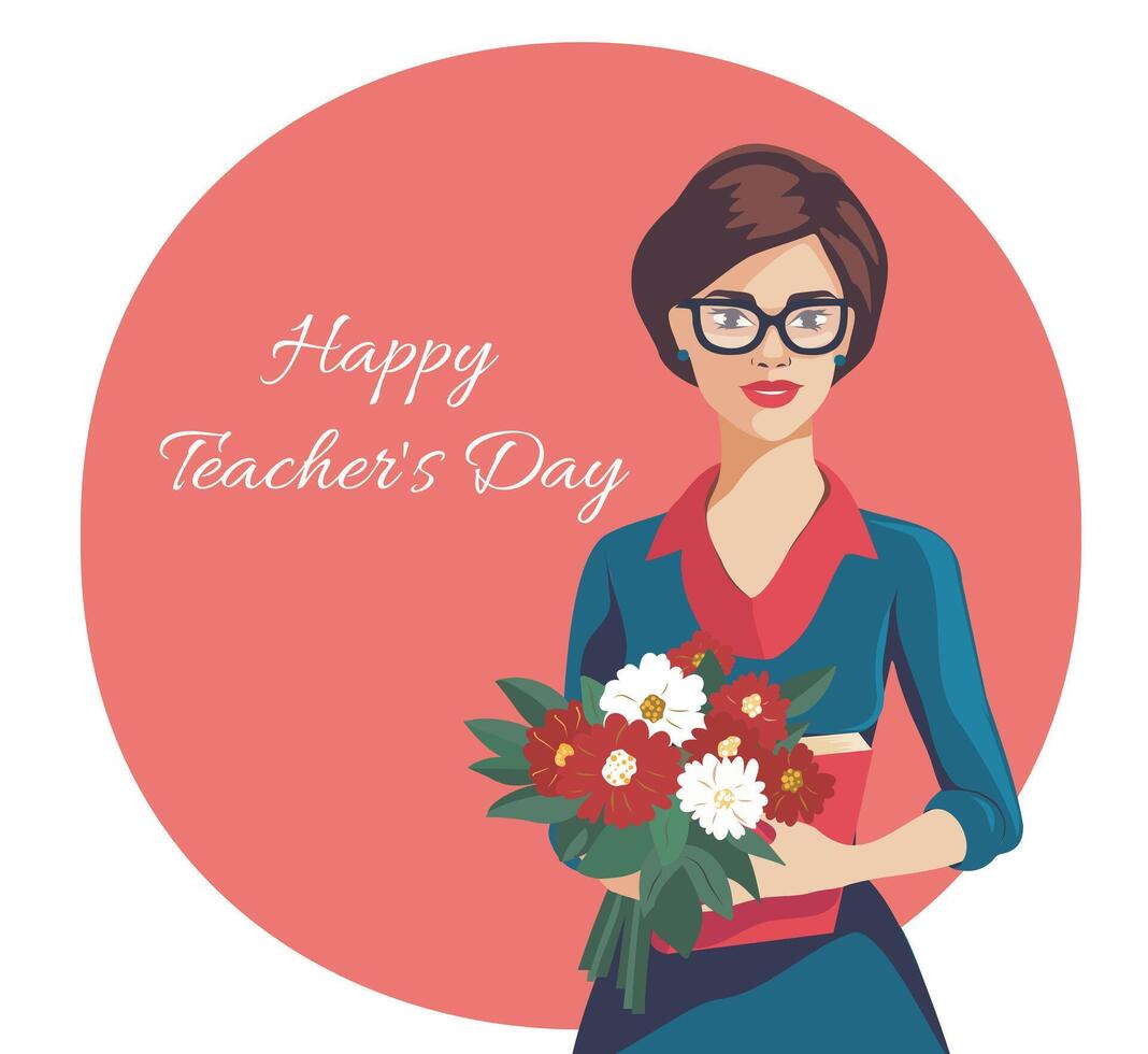 Celebrating World Teachers' Day on October 5th. Happy Teacher's Day poster background concept. flat illustration creative graphic design vector