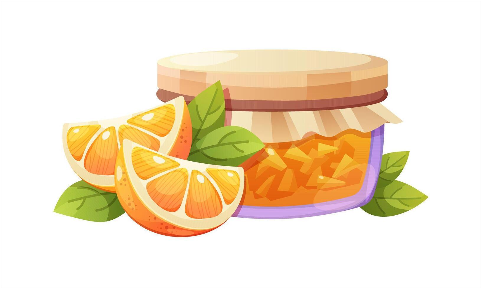 Orange jam in small glass jars. Sweet preserves of orange. icon on white background vector