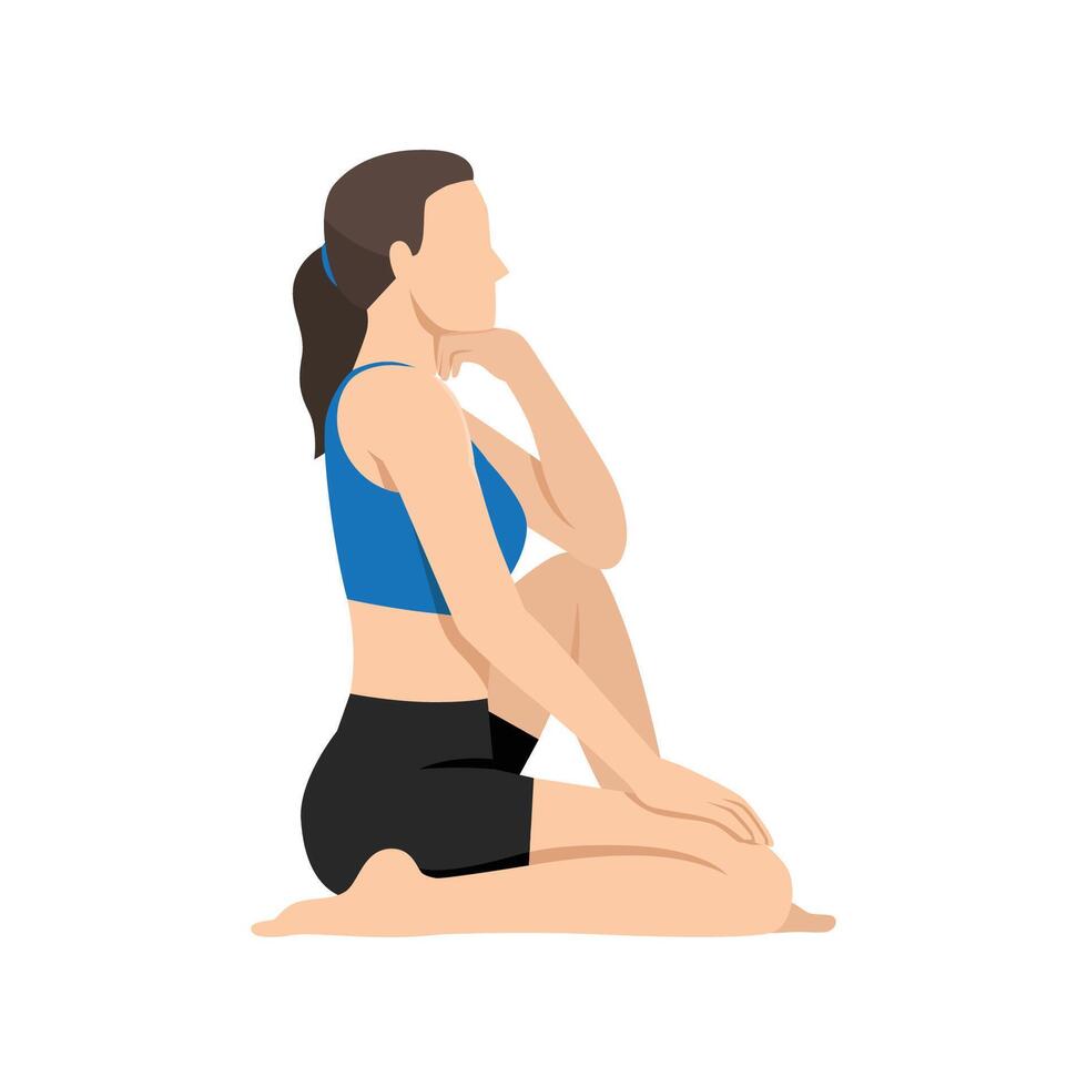 Woman doing Half Hero Pose or Ardha Virasana. vector