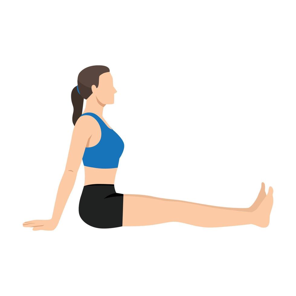 Woman doing Staff Pose Hands Back Variation or Dandasana Hasta Back Variation. vector