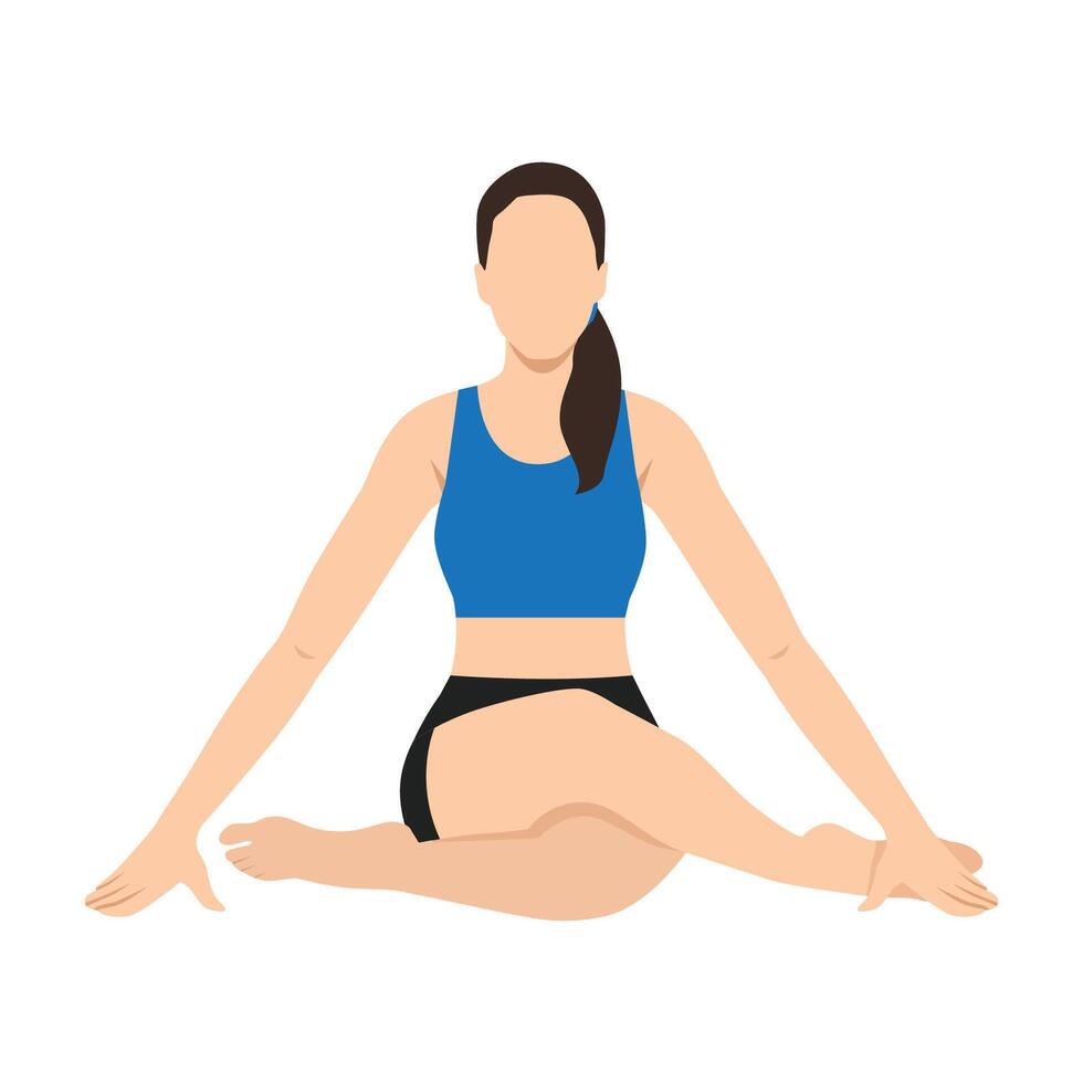 Woman doing Shoelace Pose yoga exercise. vector