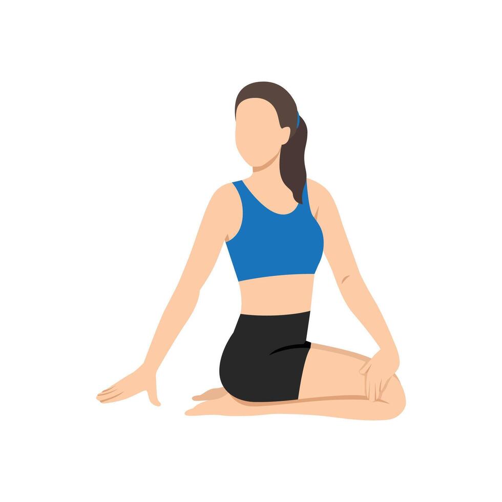 Woman doing Revolved Thunderbolt Pose or Parivrtta Vajrasana. vector