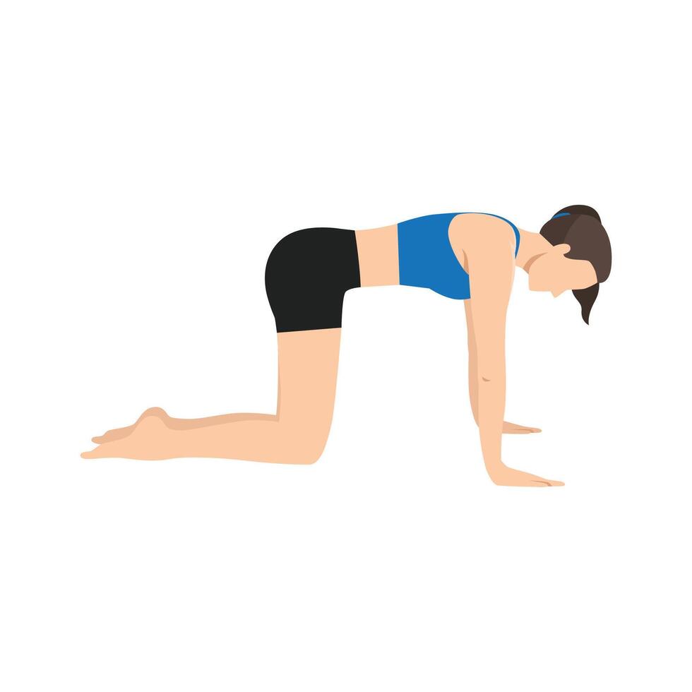 Woman doing Table Top Pose or Bharmanasana yoga exercise. vector