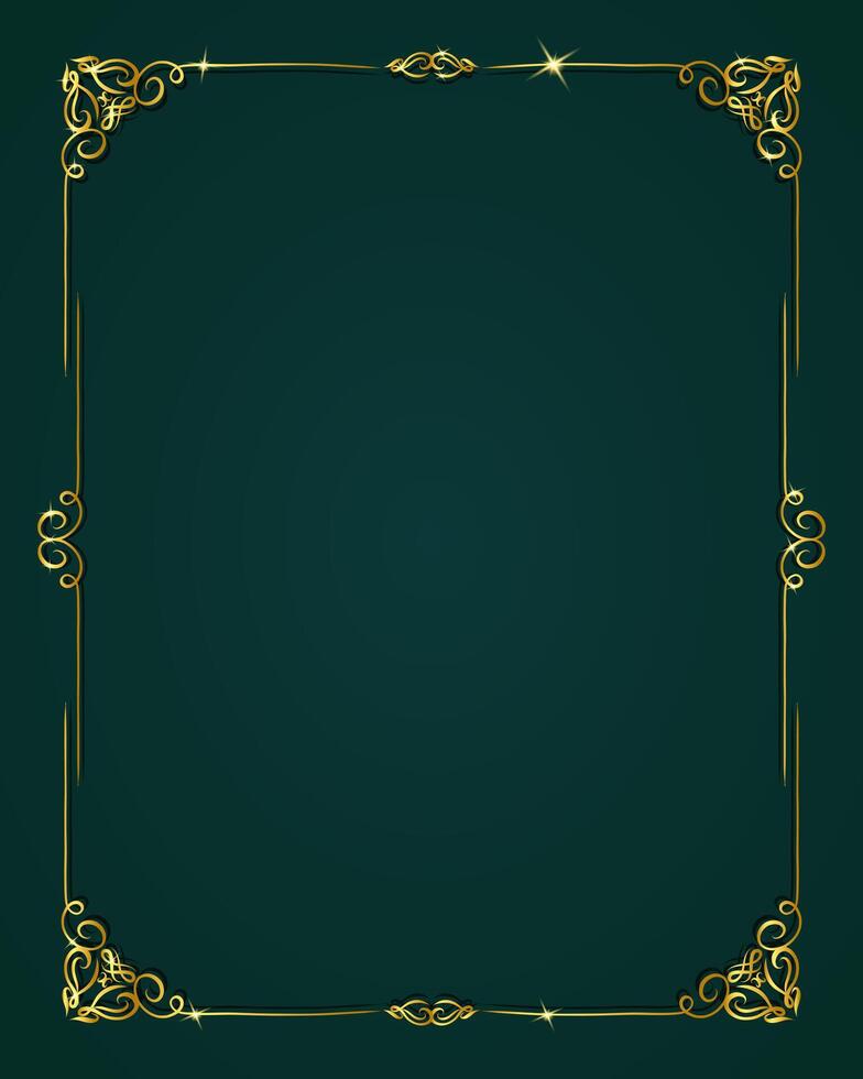 Luxury decorative gold square frame on dark background vector