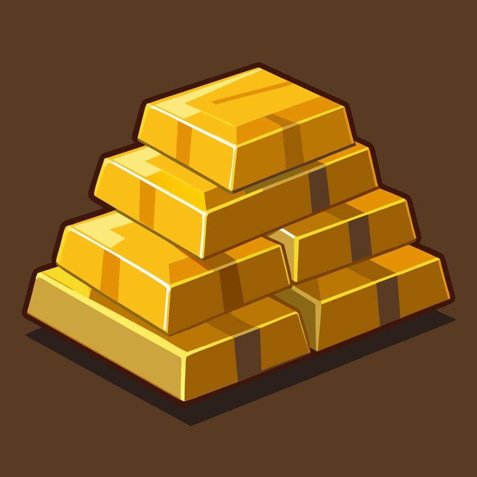 Close-up view of multiple gold bars, their reflective surfaces catching the light against a dark background, showcasing the luxurious and valuable nature of the bullion vector