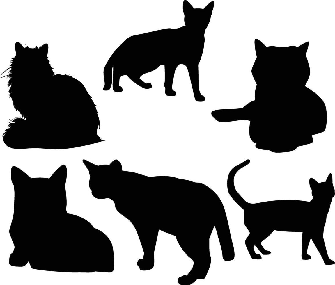 a set of silhouettes of cats vector