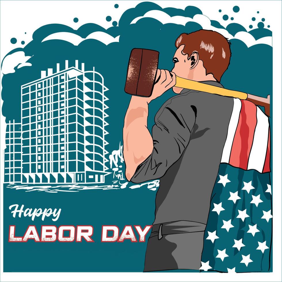 Labor Day Illustration T shirt Design vector