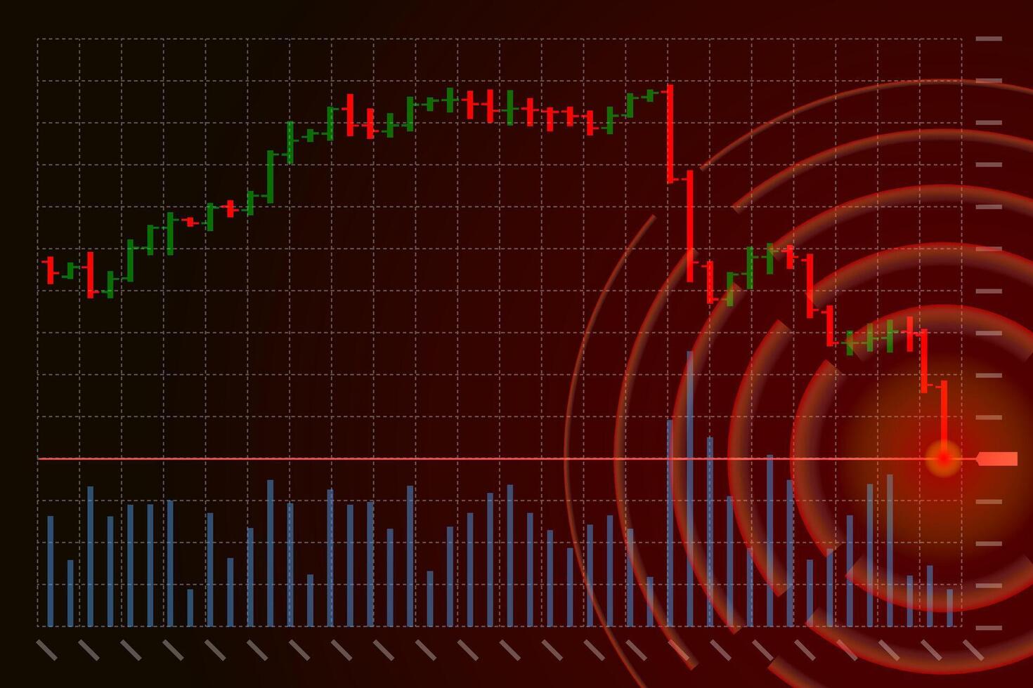 Stock market trading technical analysis bar chart fall. Business exchange candlestick graph downtrend. Crisis economy and investment loss graph. Trader financial index crash eps banner. Money losing vector