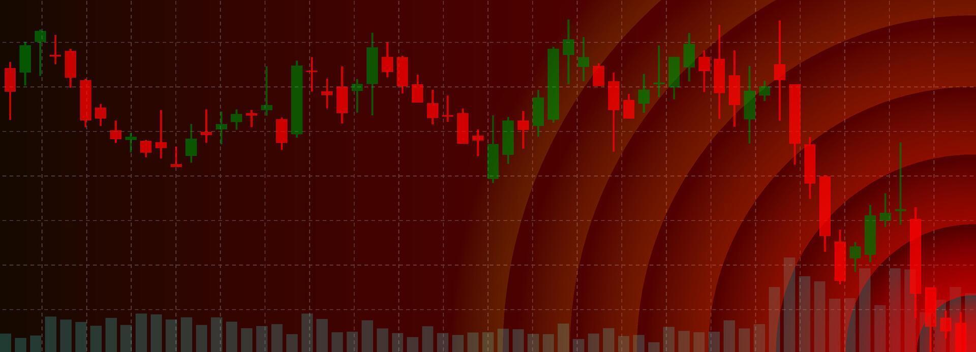 Stock market trading technical analysis bar chart fall banner. Business candlestick graph exchange down trend. Economic crisis and investment loss graph. Trader financial index crash. Money losing eps vector