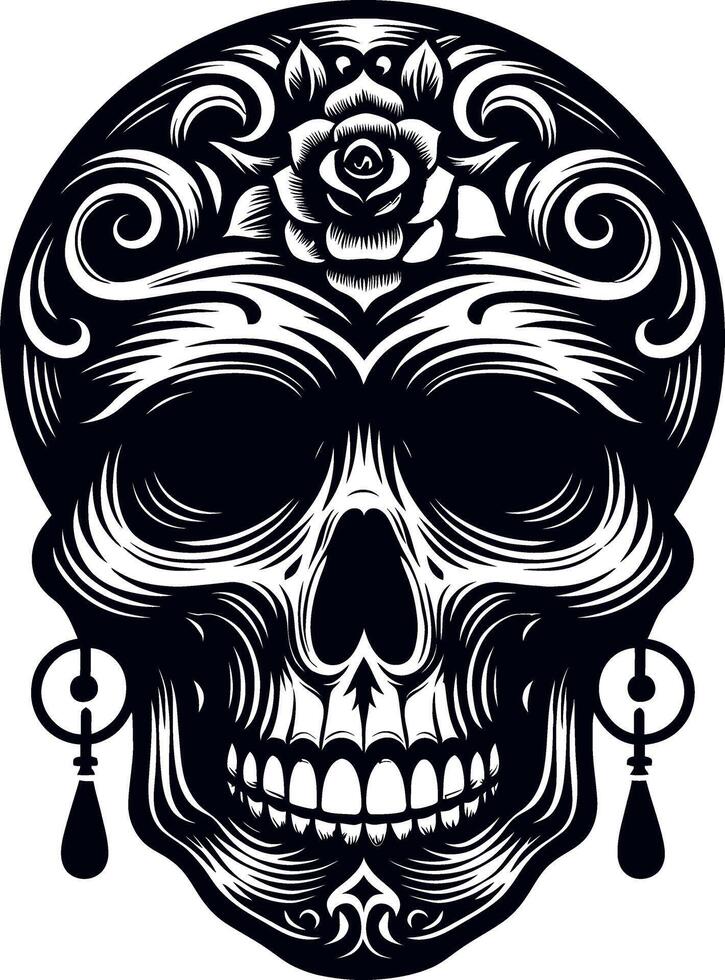 skull head illustration silhouette on white background vector