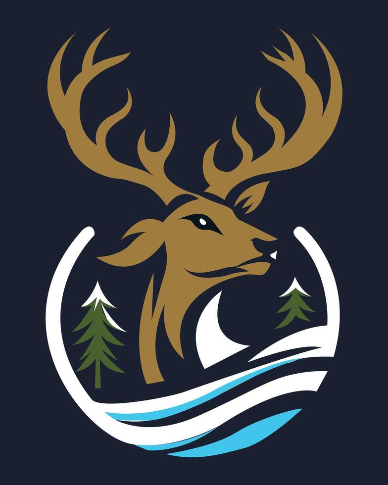 deer head logo silhouette vector