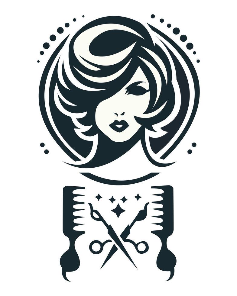 girl with hair and beauty salon logo vector