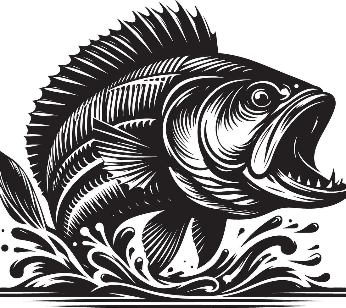 a fish jumping out of the water with its mouth open vector