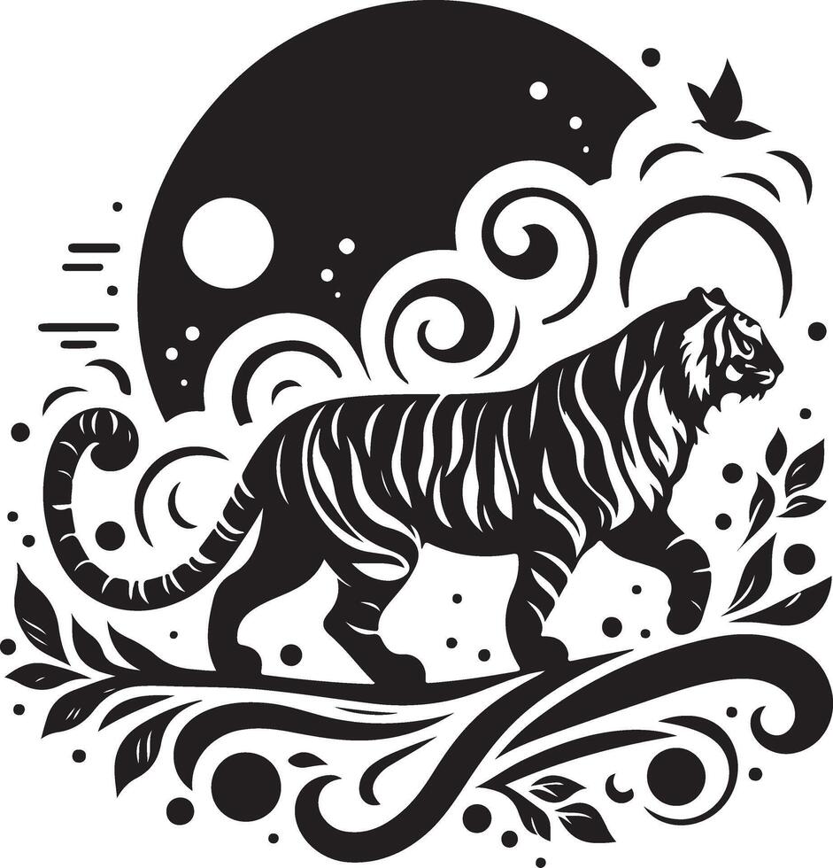 a tiger in the style of a tribal design vector