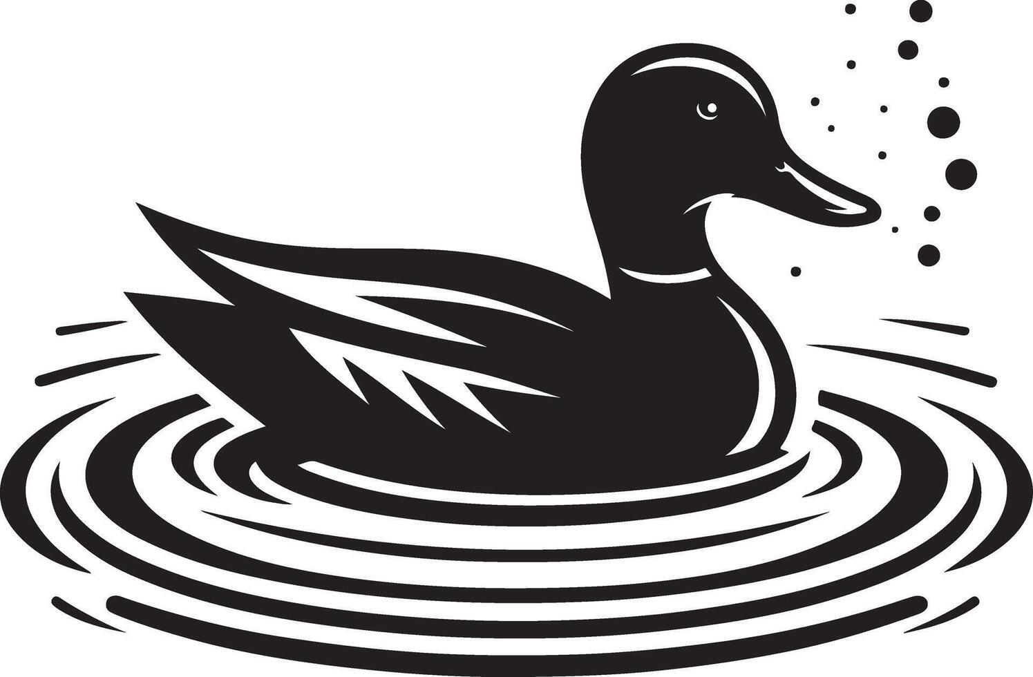 a black and white duck swimming in the water vector