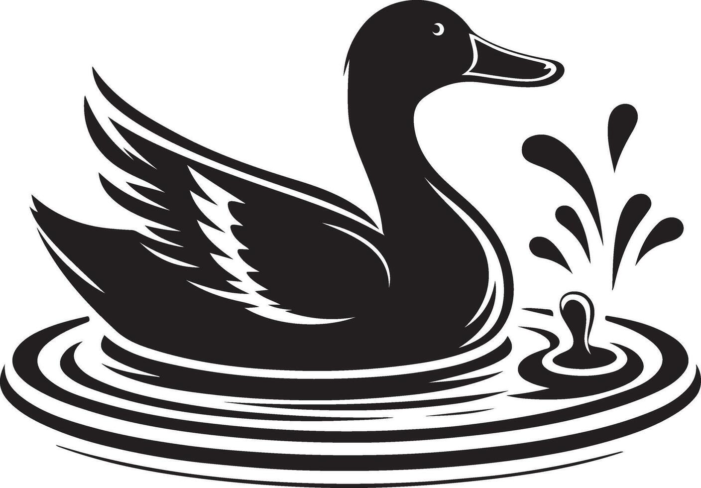 a black and white duck swimming in the water vector