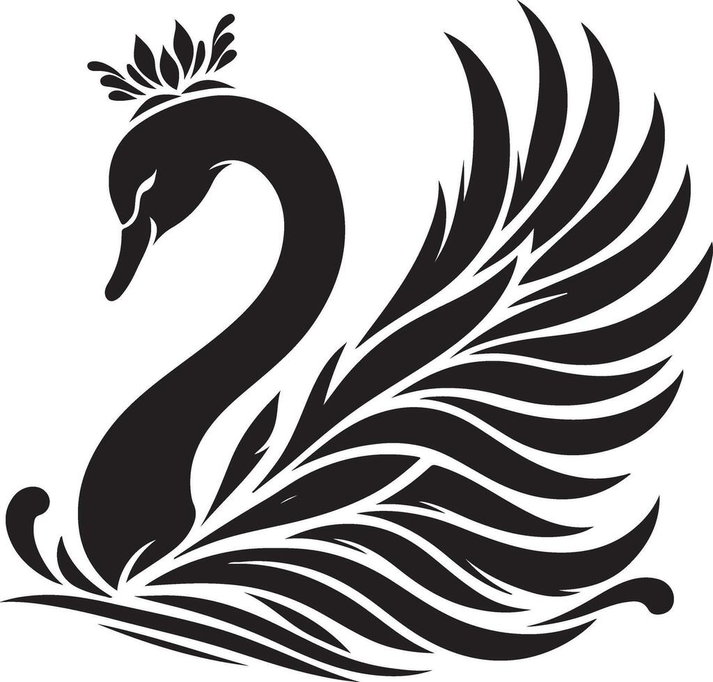 a black swan with a crown on its head vector