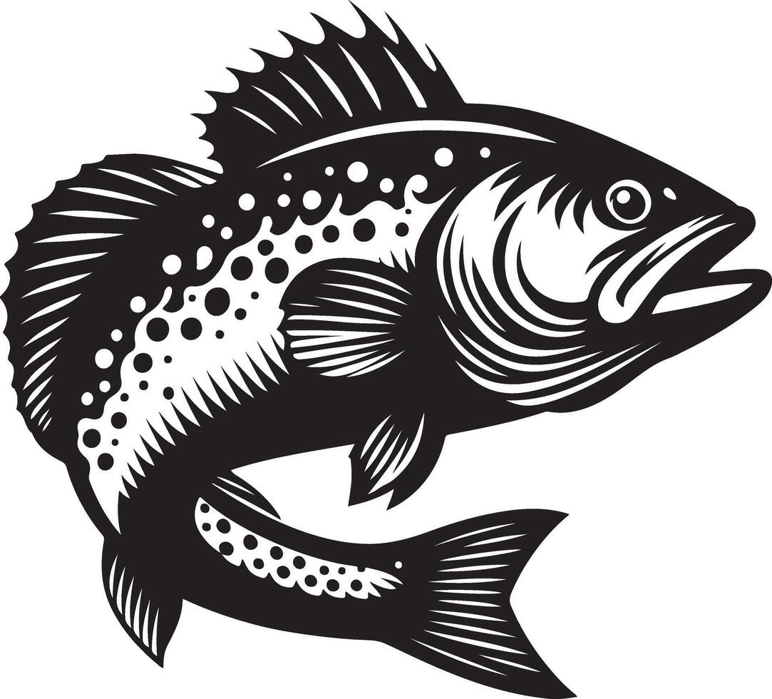 a fish with a black and white design vector