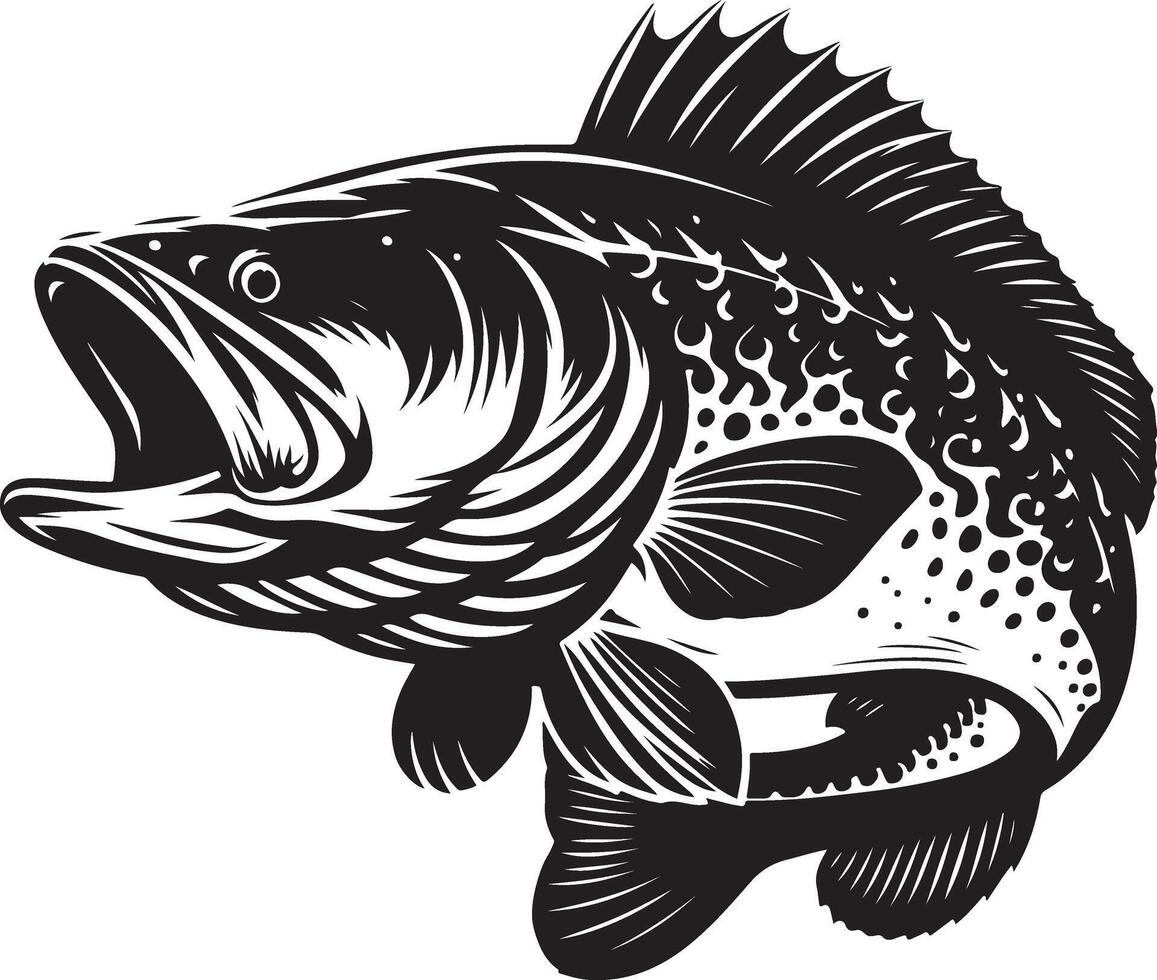 a large mouth bass fish with a black and white design vector
