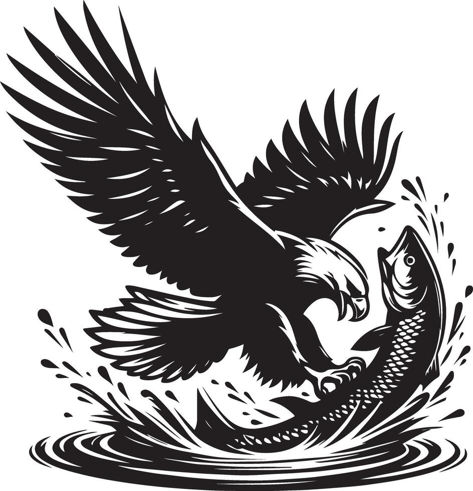 an eagle with a fish in its mouth vector