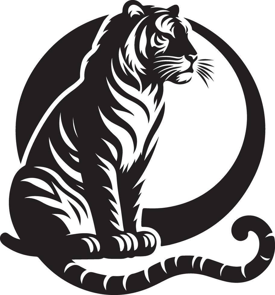 a tiger sitting in the moon on a white background vector