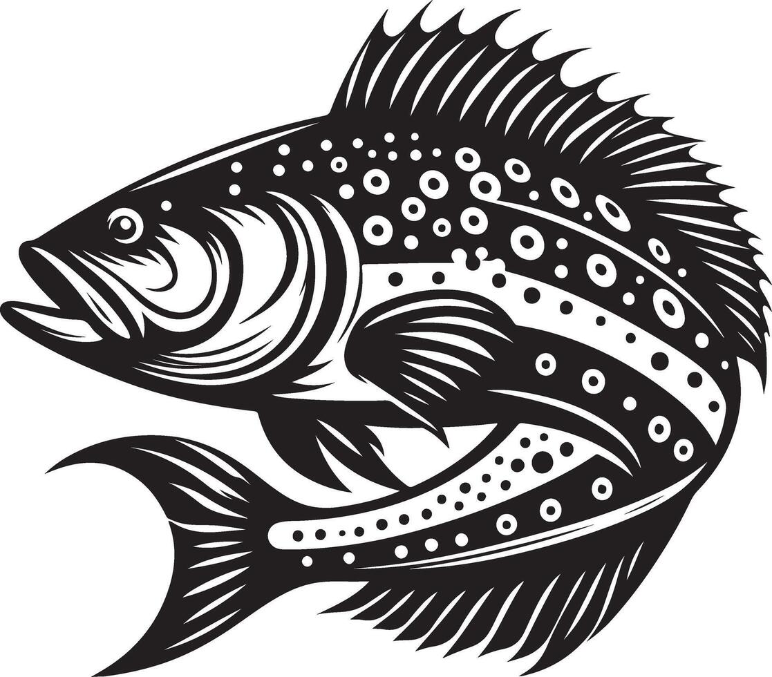 a fish with a black and white design vector