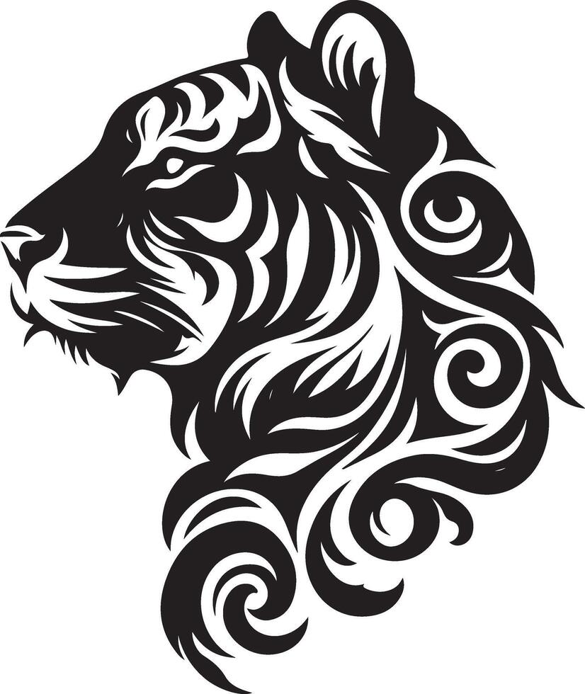a tiger head with a tribal design vector