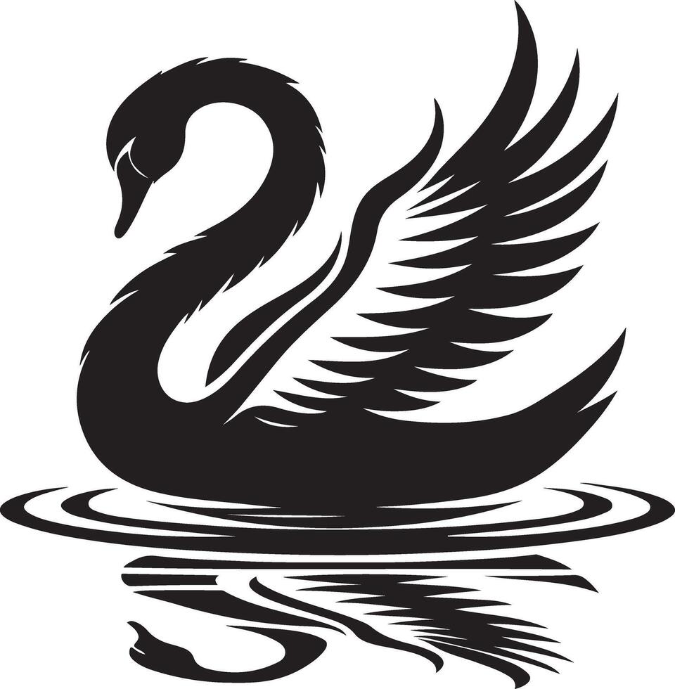 swan silhouette on white background vector
