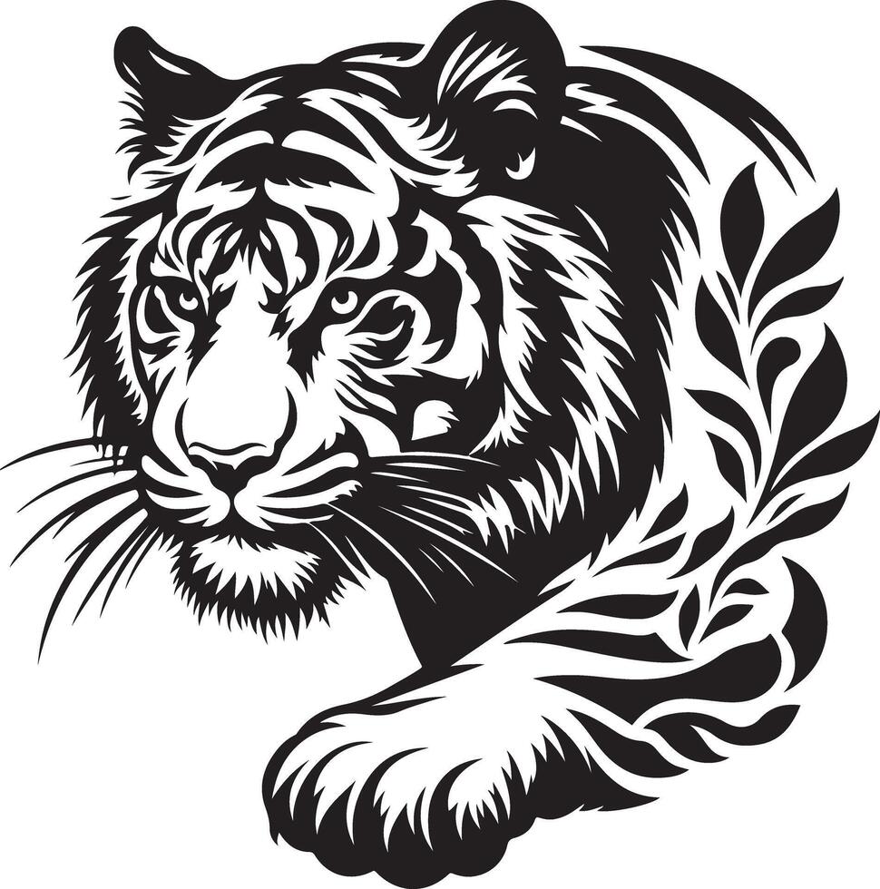 a tiger head with tribal design on it vector