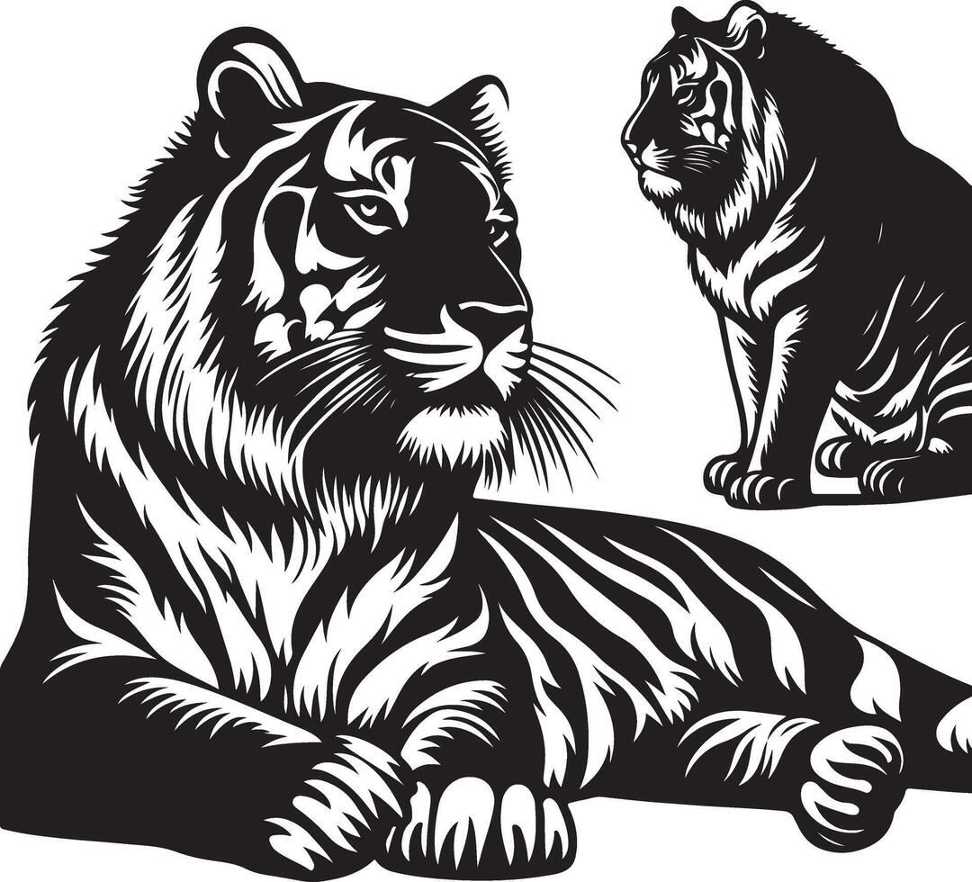 tiger silhouette illustration vector