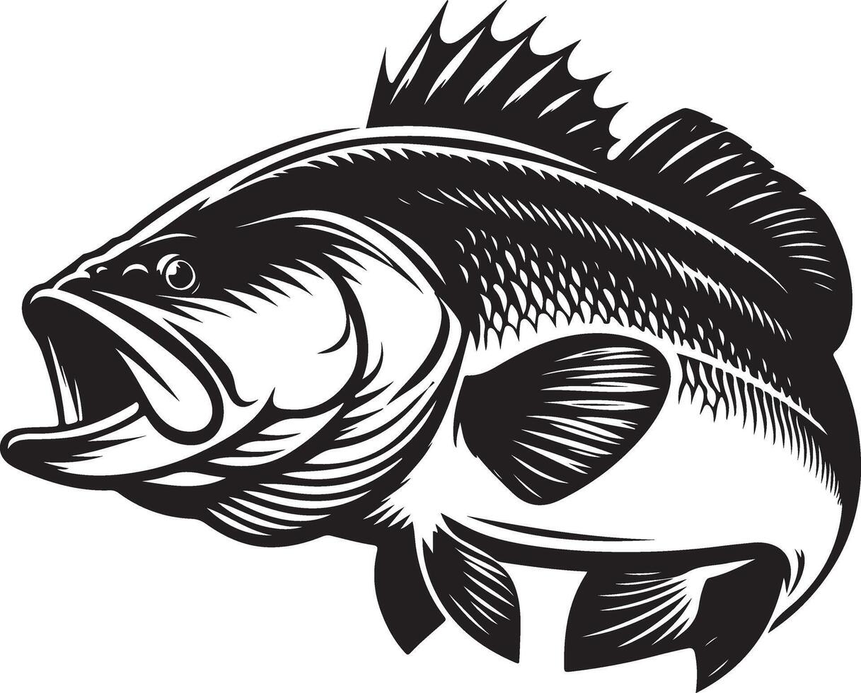 a large mouth bass fish with a black and white design vector