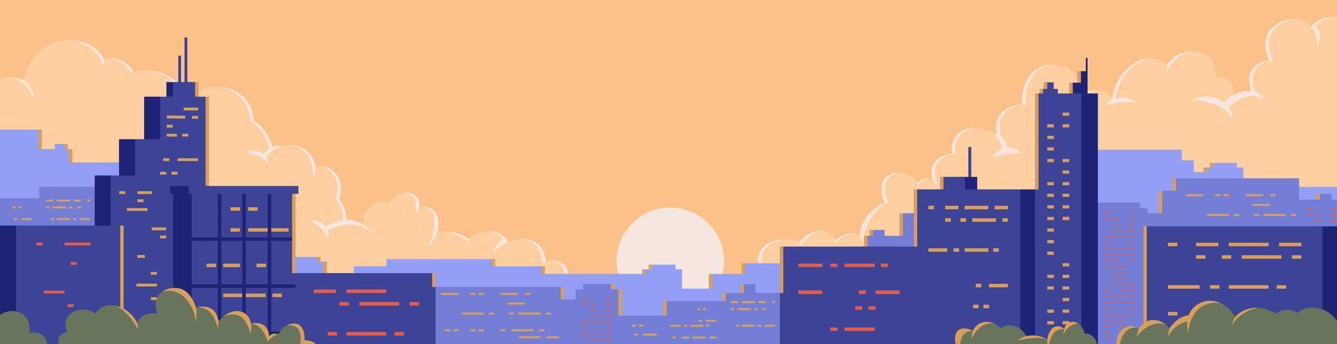 City landscape at sunset with cloud background vector